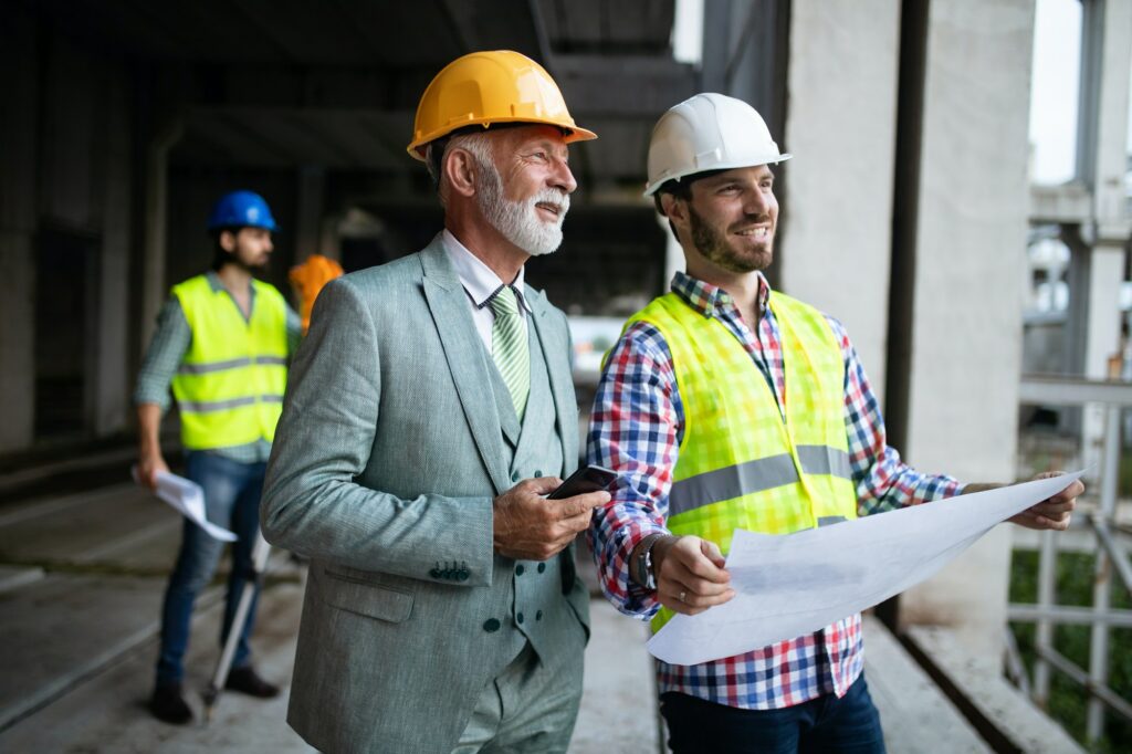 Group of construction engineer working in construction site